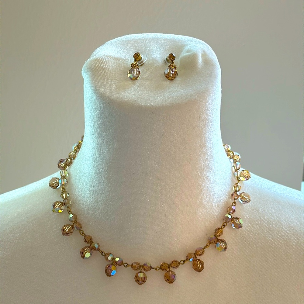 Nordstrom Gold Crystal Necklace and Earring Set